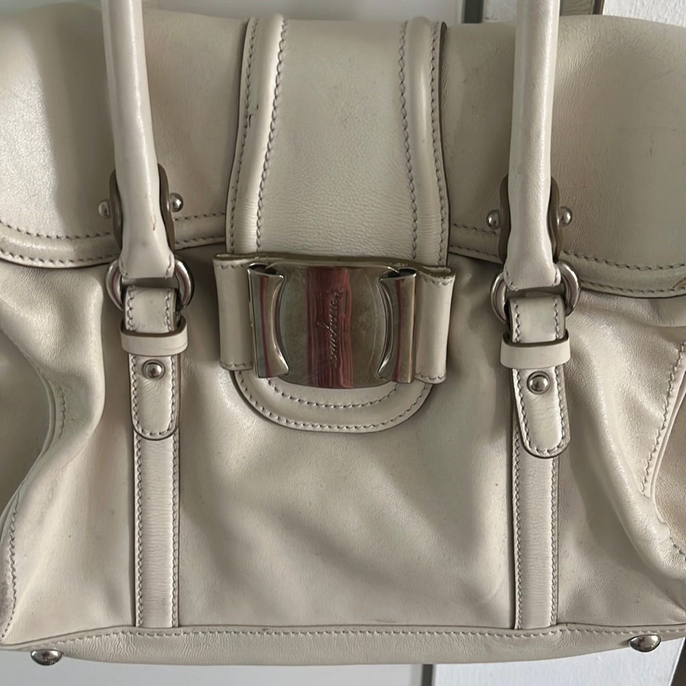Ferragamo white hand bag